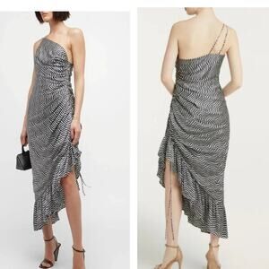 Cinq a sept christel dress Sz 10 100% silk midi cocktail side zipper A43N